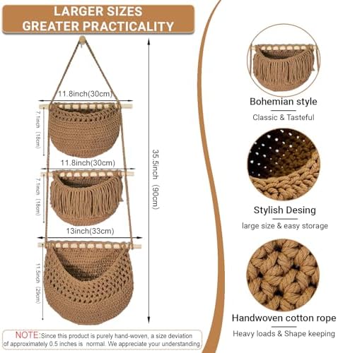 Halidali 3 Tier Hanging Fruit Baskets - Image 2