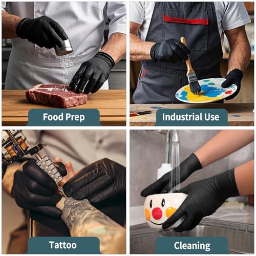 FINITEX - Black Nitrile Disposable Gloves, Powder/Latex-Free, Medical Exam 100 - Image 9