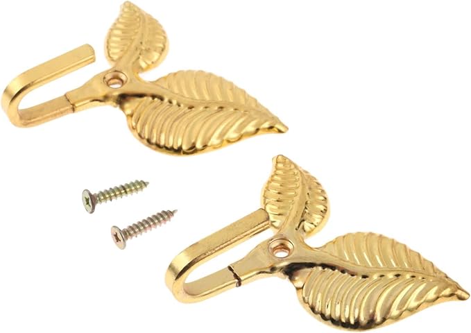 Curtain Tiebacks Small Lightweight Hooks, Vintage Gold Leaf Pattern, 4x2 Inch - Image 7