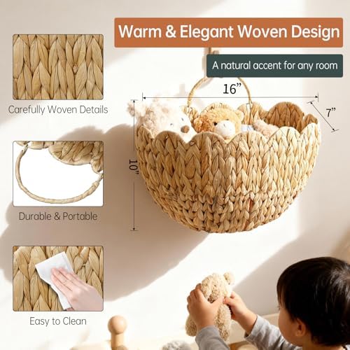 Coeusy Water Hyacinth Hanging Basket, Scalloped Wall Basket - Image 3