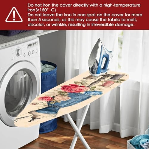 Nuxovilar Vintage Sewing Floral Ironing Board Cover 15x54 Polyester - Image 6