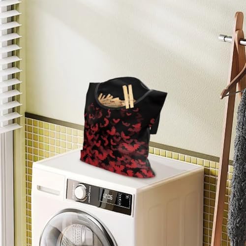 Halloween Black Bat Clothes Pin Bag to Hang On Line Reusable Clothespin Holder - Image 3