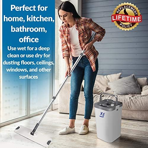 X3 Mop, Separates Dirty and Clean Water, 3-Chamber Design, Flat Mop and Bucket - Image 6