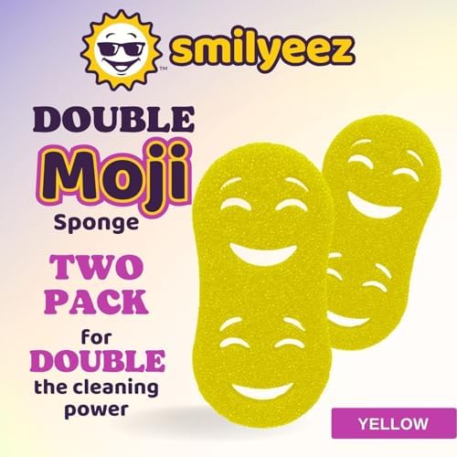 Smilyeez Double-Size Scrub Moji Sponge 2-Pack – Dual Smiling Faces, - Image 2