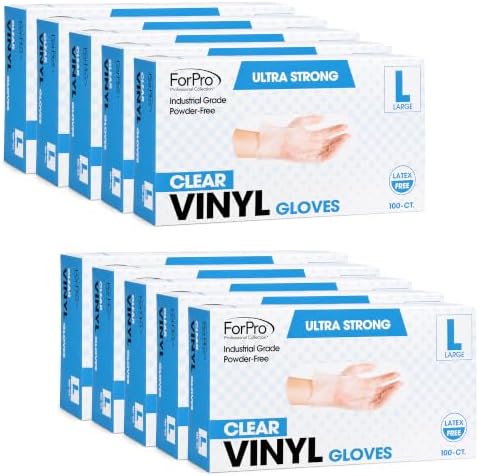 ForPro Disposable Vinyl Gloves, Industrial Grade, Powder & Latex Free, by ForProProfessionalCollection