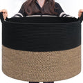 INDRESSME XXXLarge Woven Rope Blanket Basket Living Room Mix Black by INDRESSME