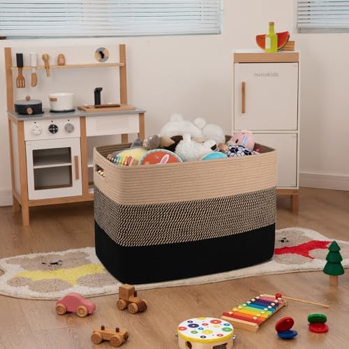 OIAHOMY 108L Extra Large Blanket Basket Dog Toy Basket Yellow and Black - Image 2