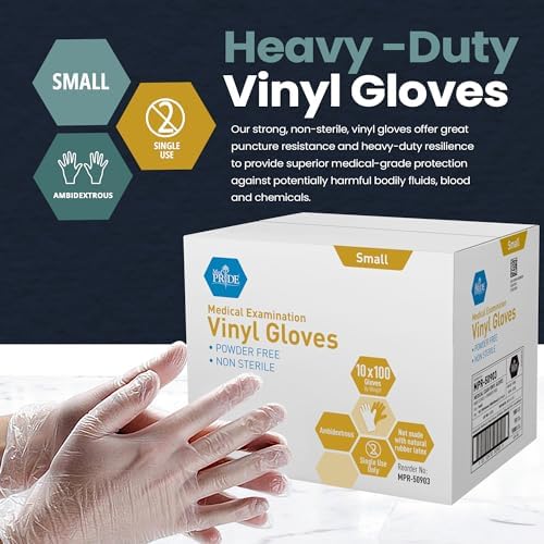 MED PRIDE Vinyl Medical Exam Gloves, Powder & Latex-Free, 1000-Count - Image 2