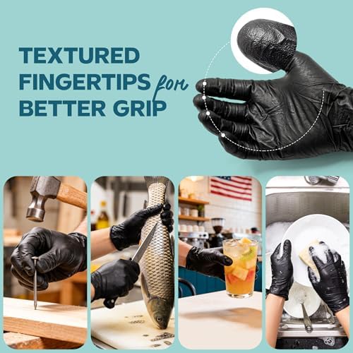 GUSTO Black Nitrile Gloves - Image 3