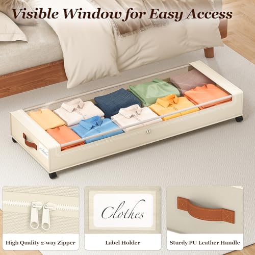 Yecaye Under Bed Storage with Wheels 2 Pack, 85 L Extra Large Under Bed Storage - Image 5