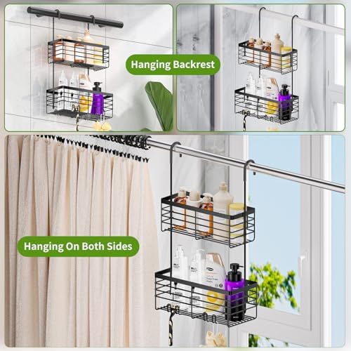 SHANSHUI Shower Hanging Caddy, Double Bathroom Showers Organizer Basket - Image 2