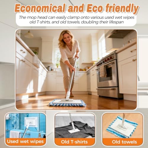 Hands Free Flat Disposable Lazy Mop, Snap Grip Mini Mop - Image 6