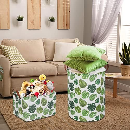 NTAOHAMPER Round Green Laundry Hamper, Jungle Themed Nursery Decor, Tropical - Image 3