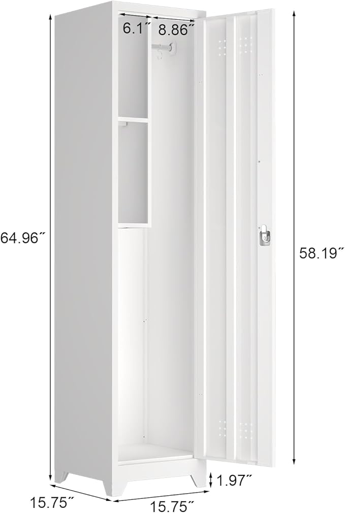 Tall Storage Cabinets,Slim Bathroom Cabinet with Door,Skinny Cabinet with Storage Systems for Laundry,Home Office,White