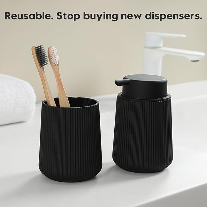 YAUKPH Striped Foaming Hand Soap Dispenser Black | - Image 3