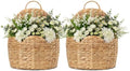 2 PC Door Basket Scalloped Hanging Storage Basket, Water Hyacinth Woven Wall by STYLAVE