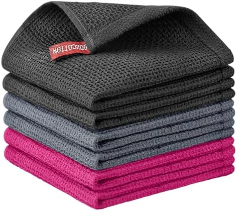 Nialnant 6 Pack Kitchen Towels, 100% Cotton, 12x12 Inches by Nialnant