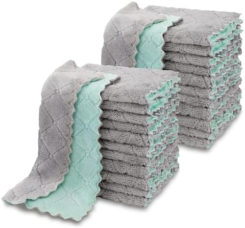 AIDEA Kitchen Dishcloths, 24 PK Reusable Dish Towels Coral Fleece 6"x10.4" by AIDEAHOME