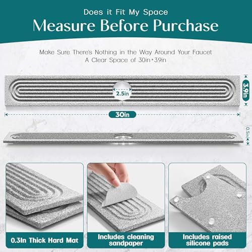 Stone Faucet Mat for Kitchen Sink, Food-Grade Diatomite Stone Drying Mat for - Image 6