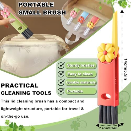 3 in 1 Cup Lid Gap Cleaning Brush, Portable Small Brush Red Green Blue - Image 4