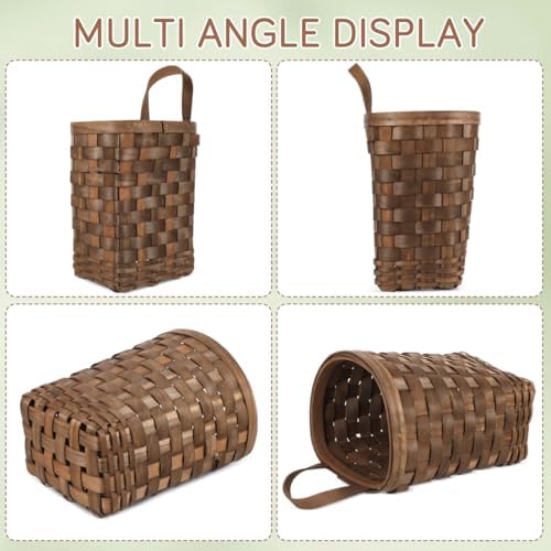 Alipis Hand-Woven Wicker Hanging Basket – 7.7" Tall Portable Wood Storage Basket - Image 7
