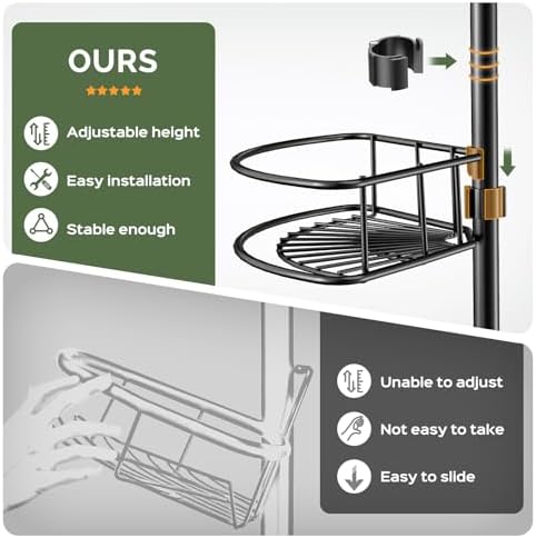 HAMITOR Corner Shower Shelves, 4-Tier AdjustableTension Caddy - Image 3
