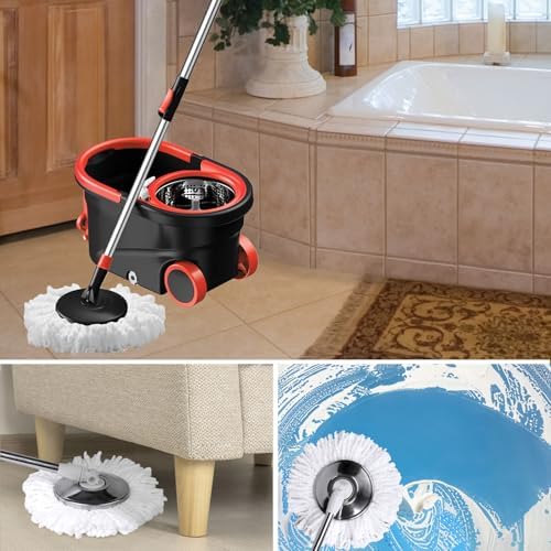 Spin Mop and Bucket with Wringer Set, 360° Rotating Head Mop Bucket System with - Image 3