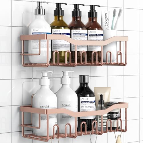 EUDELE Shower Caddy 2 Pack, Adhesive Shower Organizer by EUDELE