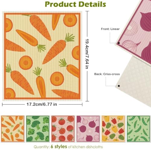 6 Pcs Swedish Paper Cloths for Kitchen, Reusable Paper Towels Washable - Image 2