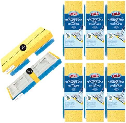 LOLA Cellulose SqueezeMatic Butterfly Sponge Mop Refill, 6 Pack, Refill Head by LolaProducts