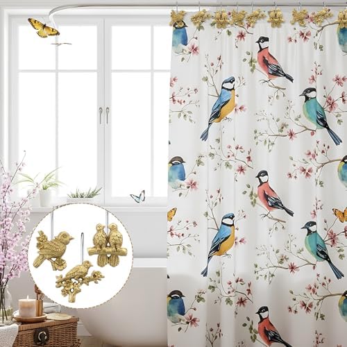 Amyhill 12 Pcs Bird Shower Curtain Hooks Antique Gold Birds Animal Decorative - Image 4
