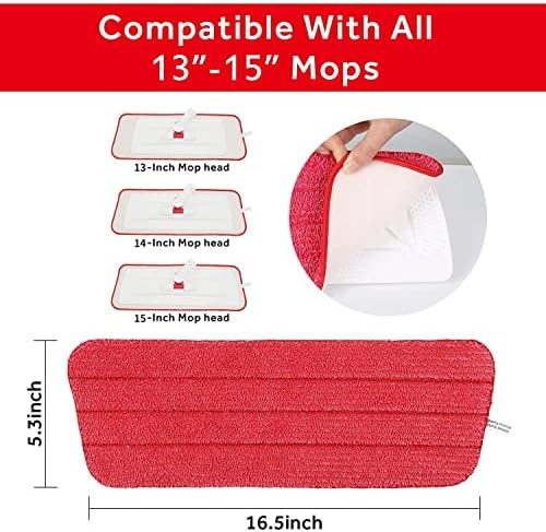 16.5" Microfiber Mop Pads Refills, 3 Pack Reusable Replacement Heads​​ - Image 3