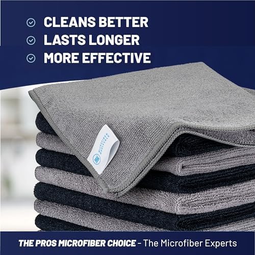 MW Pro Microfiber Cleaning Cloth | Black Gray | 12 Pack | 16” x 16” | All - Image 2