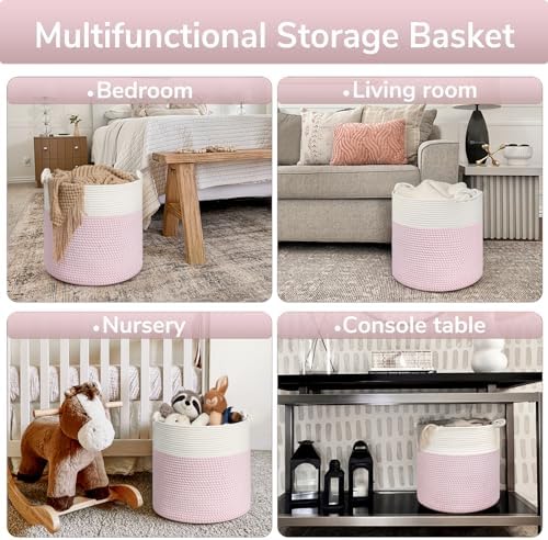 Goodpick Woven Rope Blanket Basket Living Room - Image 3