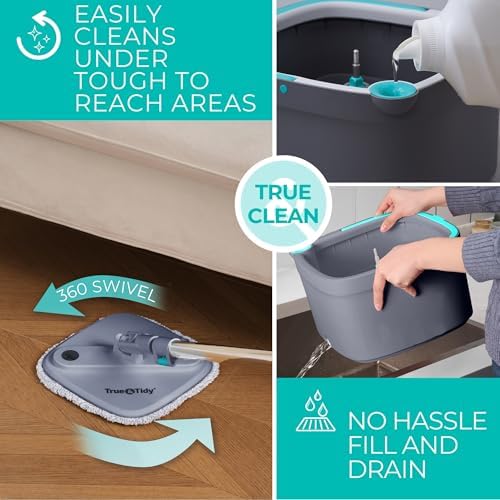 True & Tidy True Clean Spin Mop & Bucket System – Dual Compartment Design - Image 6