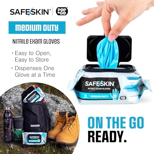 SAFESKIN Disposable Nitrile Gloves in POP-N-GO Pack Medium Duty, Powder-Free - Image 3