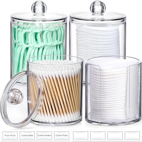 4 Pcs Acrylic Qtip Holder Dispenser by AOZITA