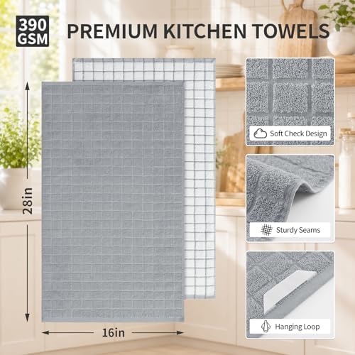 Kitinjoy Premium Kitchen Towels, Large 100% Cotton Terry 390 GSM Kitchen Hand - Image 2
