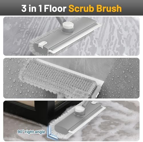 3 in 1 Floor Scrub Brush with Long Handle & Squeegee - Image 2