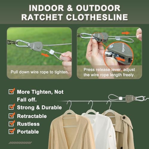 Vigorport Outdoor Retractable Clothesline, Portable Travel Clothes Line - Image 2