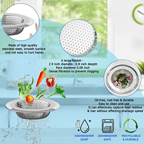 Kitchen Sink Drain Strainer, 4 Pack Stainless Steel and Black Mesh Sink Strainer - Image 5