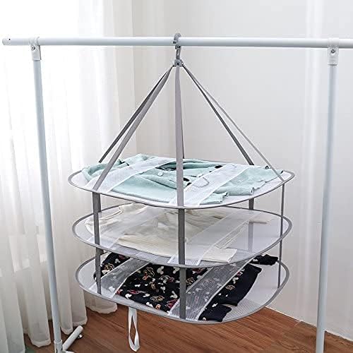 Looca 3-Tier Folded Mesh Clothes Hanging Dryer Sweater Drying Rack 30.3" L * - Image 7