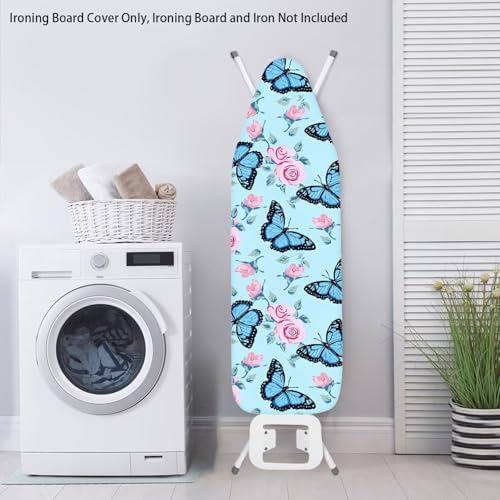 Blue Butterfly Rose Ironing Board Cover and Pad Dust-Proof Stain Resistant - Image 3