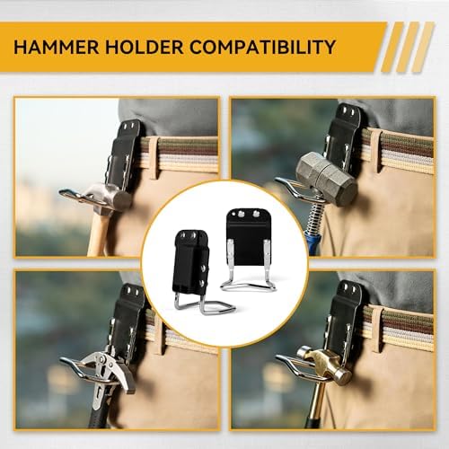 Heavy-Duty Tape Measure and Hammer Holder, Low-Profile Drill Belt Clip & Hammer - Image 6