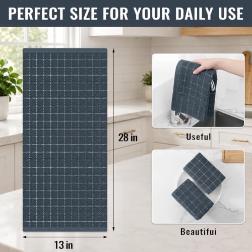Kitinjoy 100% Cotton Terry Kitchen Towels, 13”x 28”, Dark Grey - Image 4