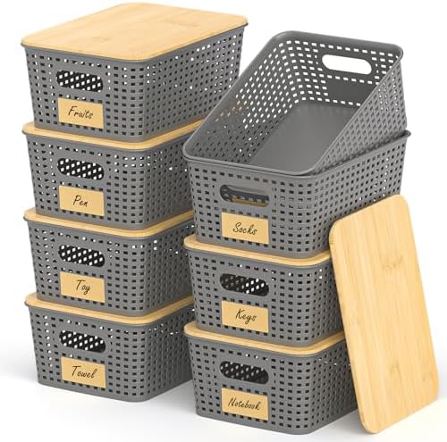 Stackable Storage Baskets: 8 Pack Plastic Baskets Bins by Uvellgift