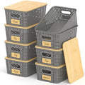 Stackable Storage Baskets: 8 Pack Plastic Baskets Bins by Uvellgift