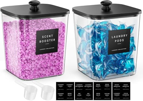 Moforoco 2 Pcs Laundry Pods Container, Large Detergent Powder Storage by MOFOROCO
