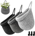 Honeydak 3 Hanging Baskets, Dark Grey, Cotton Rope by Honeydak