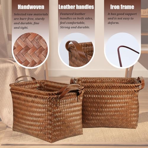 BROWNLILY Handwoven Clothes Basket Laundry Hampers Large Wicker Storage Baskets - Image 2